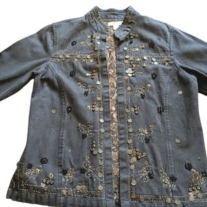 - Coldwater Creek Lt Black denim jacket w/ embellishments. Sz S NWOT